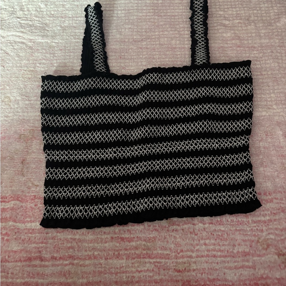 Aeropostale Black and White Striped Tank Top